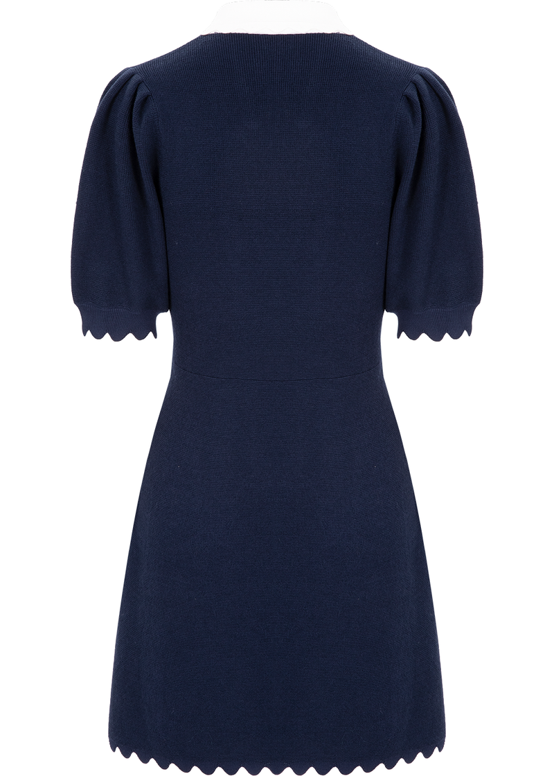 SALAZIA Blue-White Colorblock Viscose Blend Knit Dresses