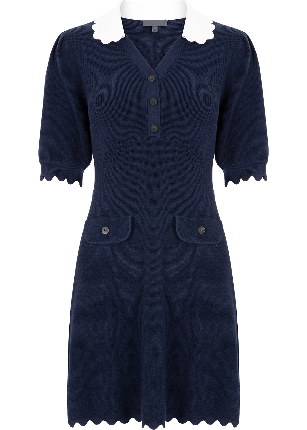 SALAZIA Blue-White Colorblock Viscose Blend Knit Dresses