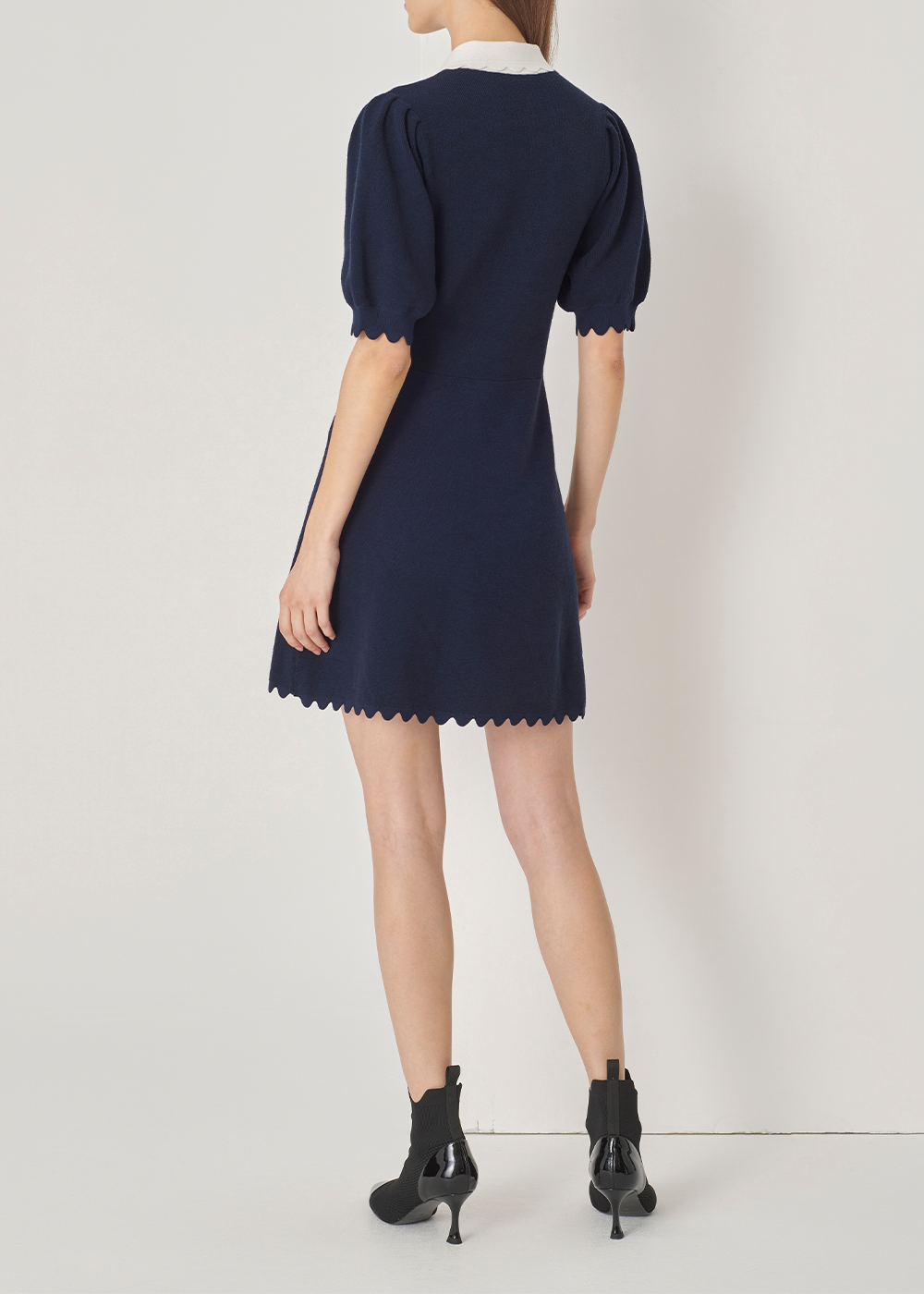 SALAZIA Blue-White Colorblock Viscose Blend Knit Dresses