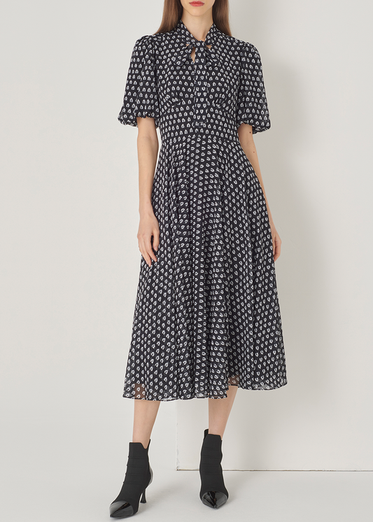 SALAZIA Black and White Forest Print Dresses