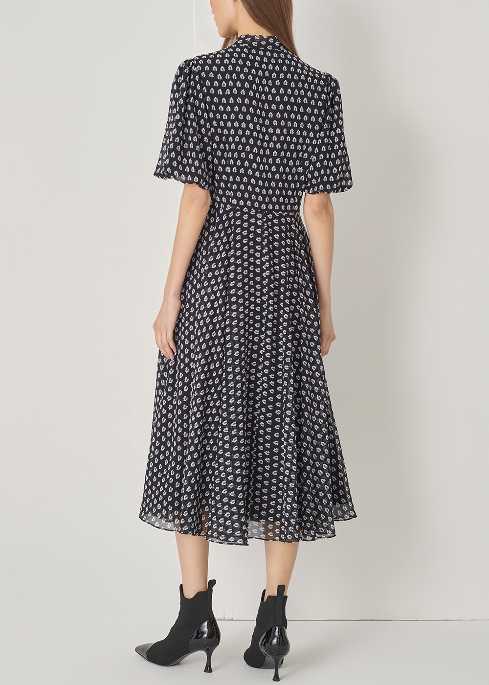 SALAZIA Black and White Forest Print Dresses