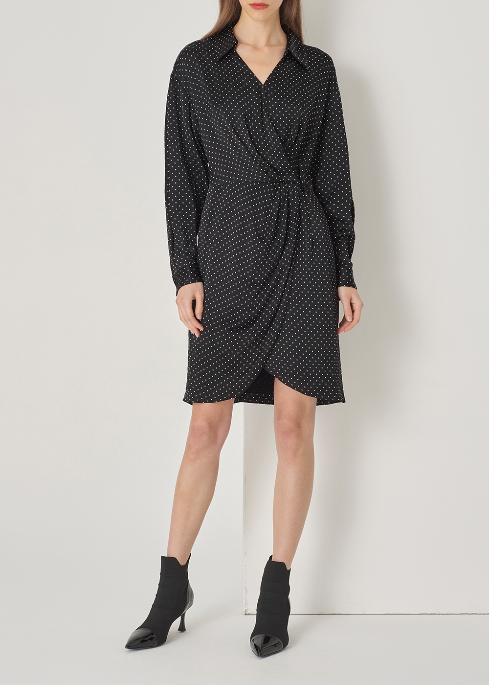 SALAZIA Black Polka Dot Viscose-Silk Dresses