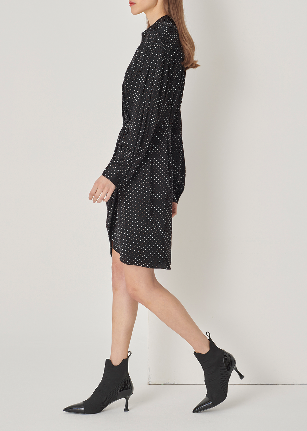 SALAZIA Black Polka Dot Viscose-Silk Dresses