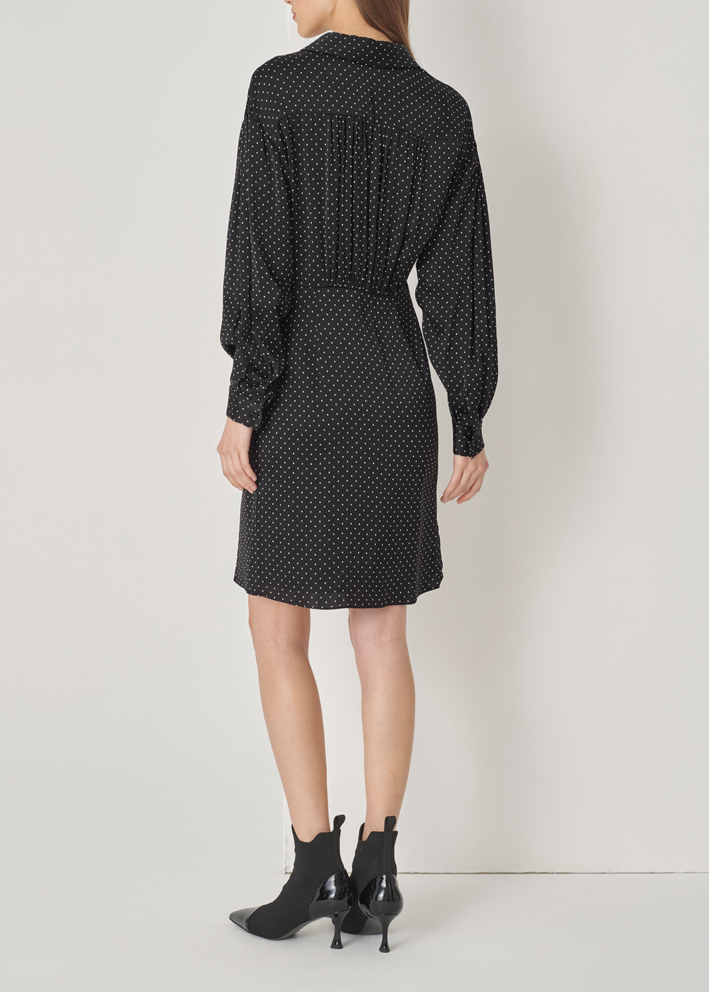 SALAZIA Black Polka Dot Viscose-Silk Dresses