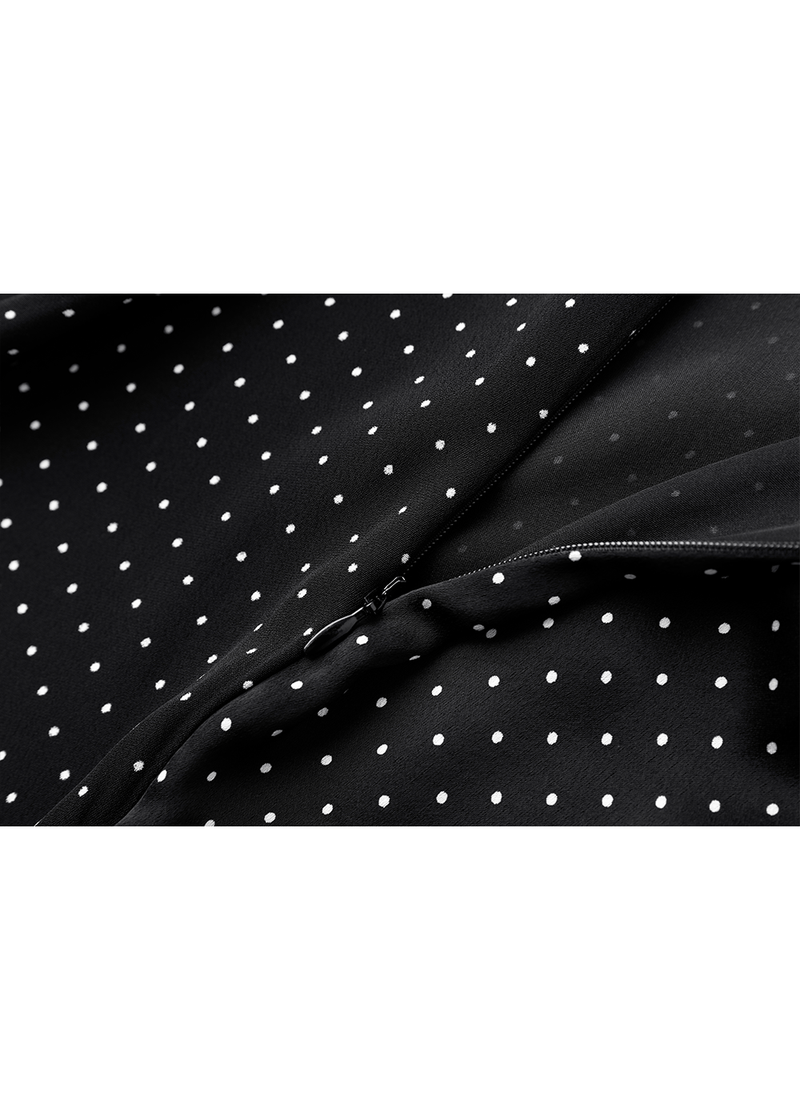 SALAZIA Black Polka Dot Viscose-Silk Dresses