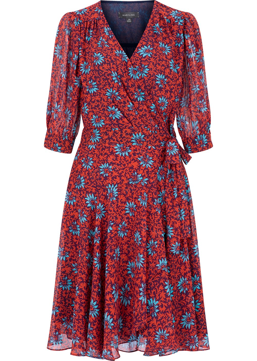 SALAZIA Red Flower Sea Midi Dresses