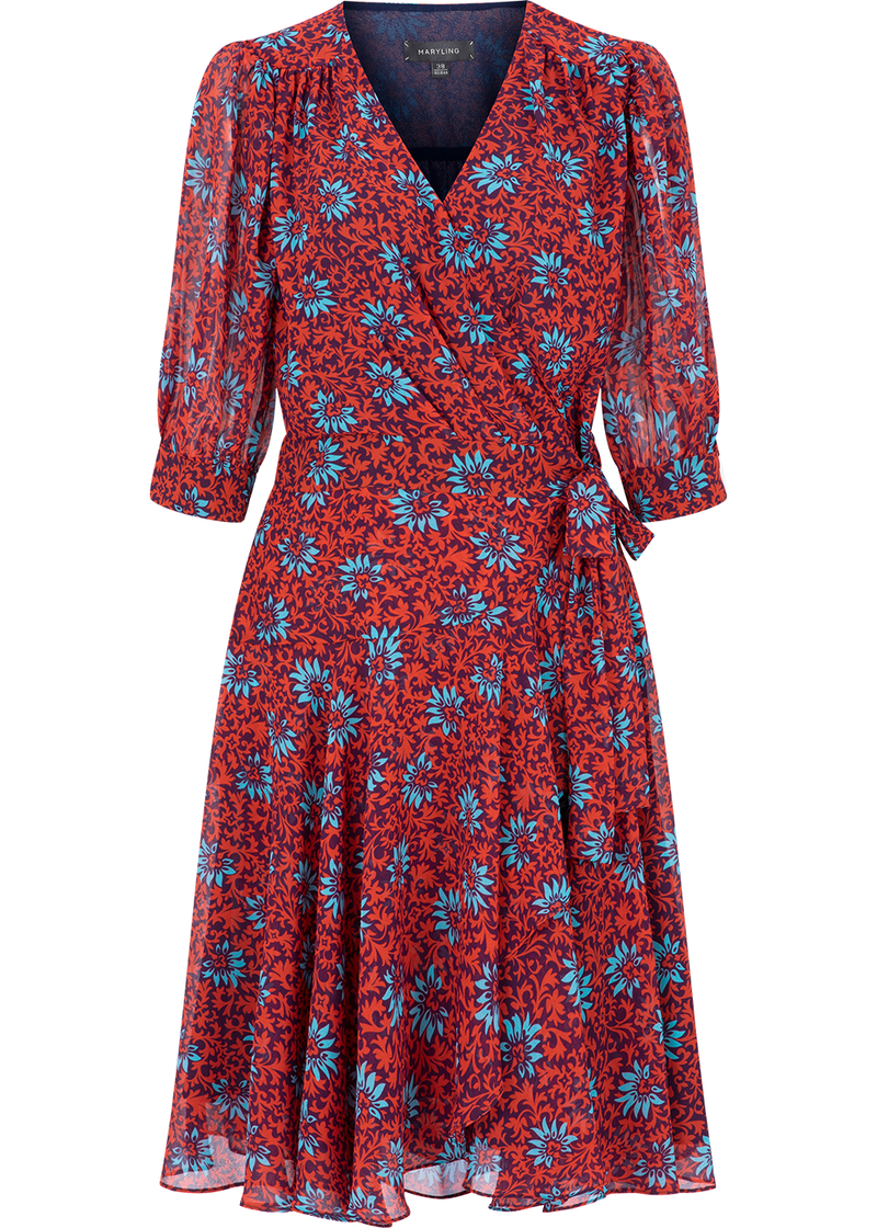 SALAZIA Red Flower Sea Midi Dresses