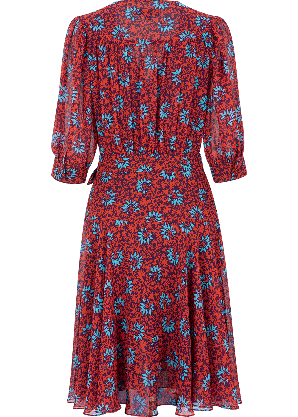 SALAZIA Red Flower Sea Midi Dresses