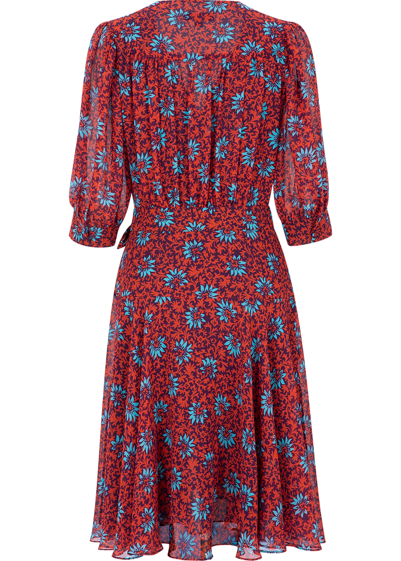 SALAZIA Red Flower Sea Midi Dresses