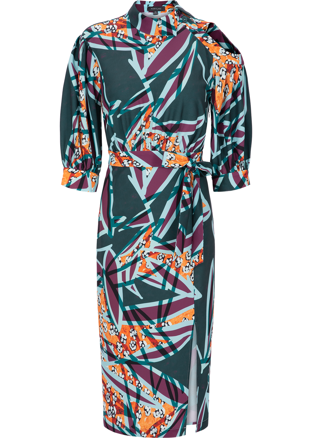 SALAZIA Green-Orange Autumn Tree Shadow Dresses
