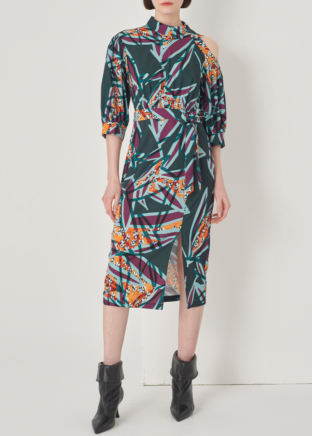 SALAZIA Green-Orange Autumn Tree Shadow Dresses
