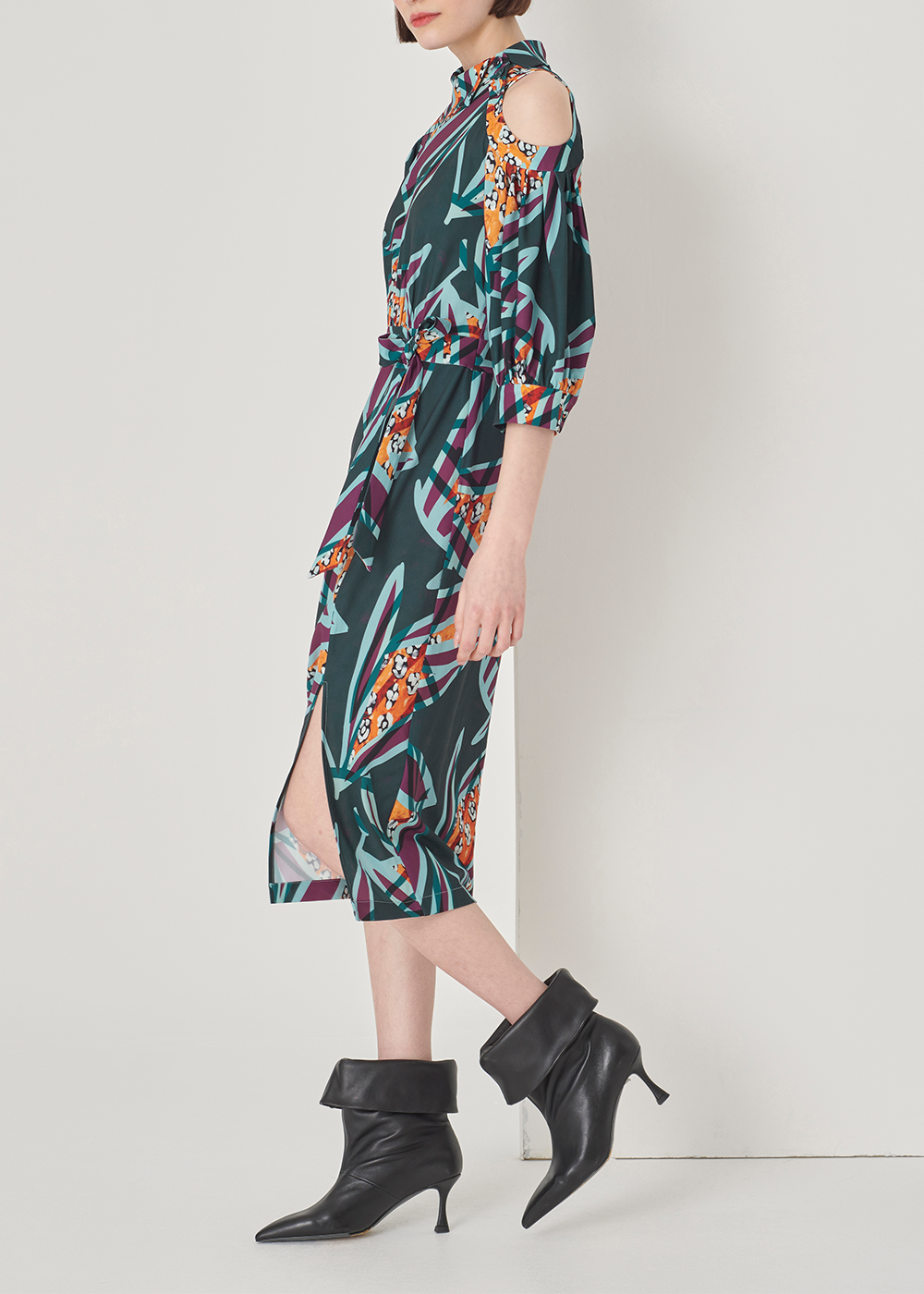 SALAZIA Green-Orange Autumn Tree Shadow Dresses