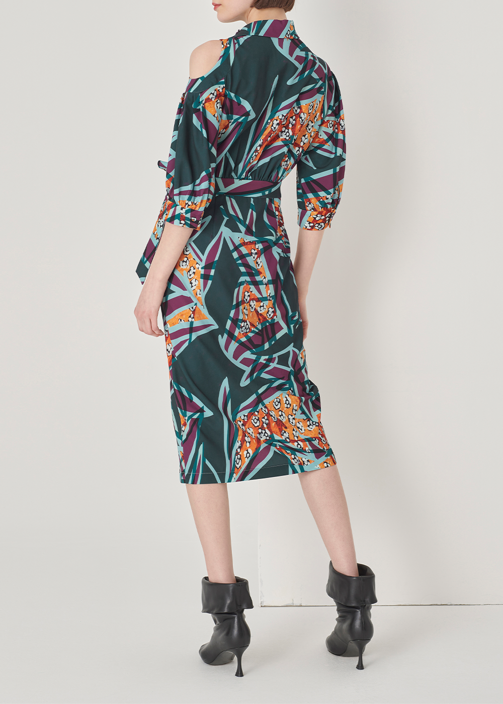 SALAZIA Green-Orange Autumn Tree Shadow Dresses