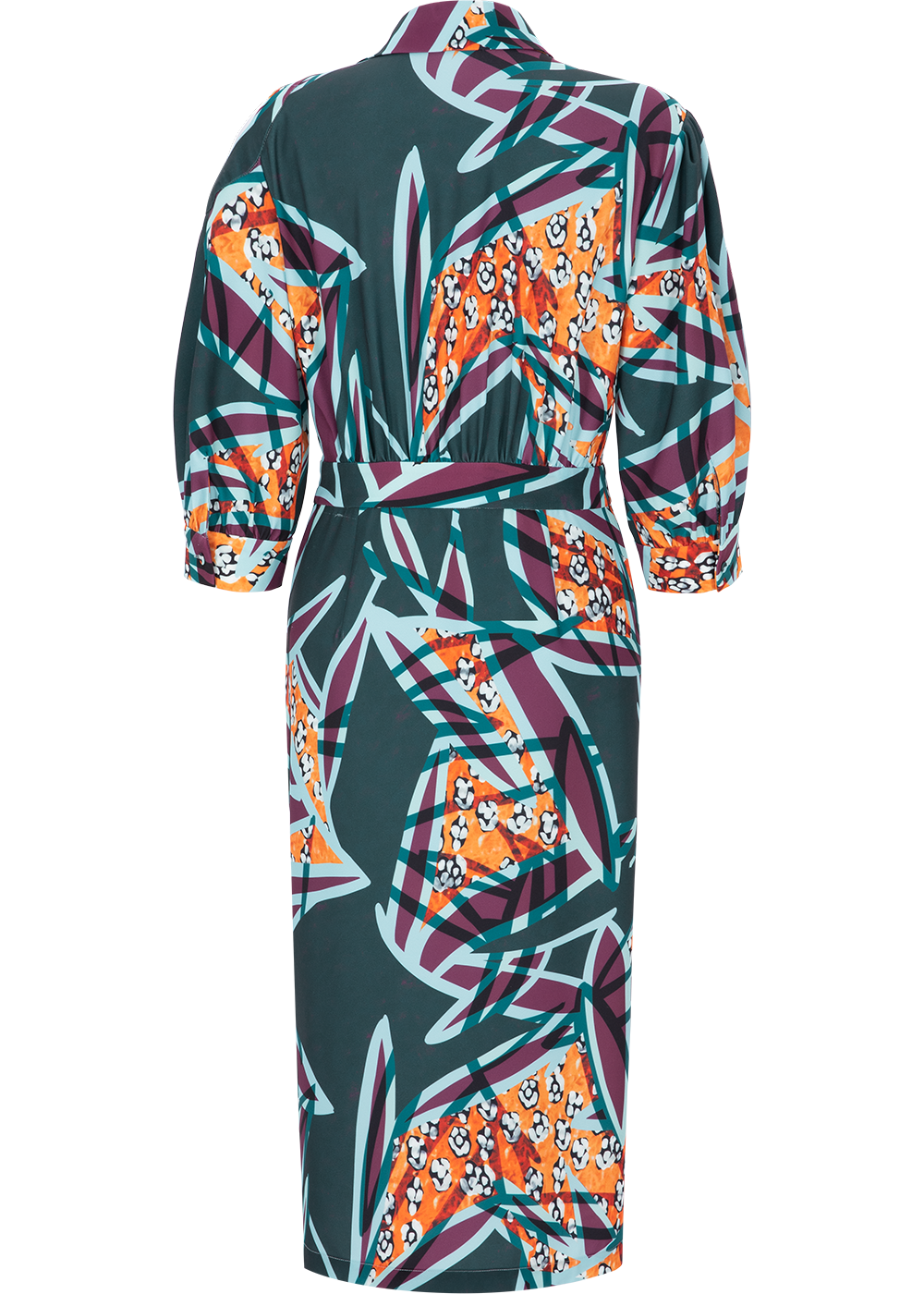 SALAZIA Green-Orange Autumn Tree Shadow Dresses