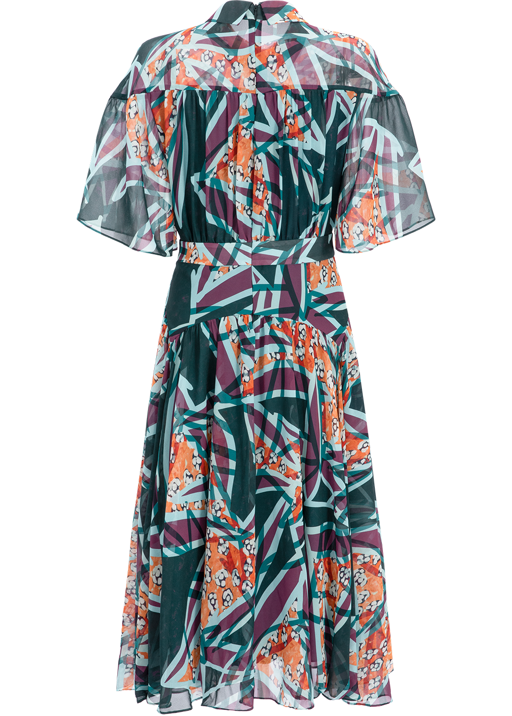 SALAZIA Green-Orange Autumn Tree Shadow Dresses