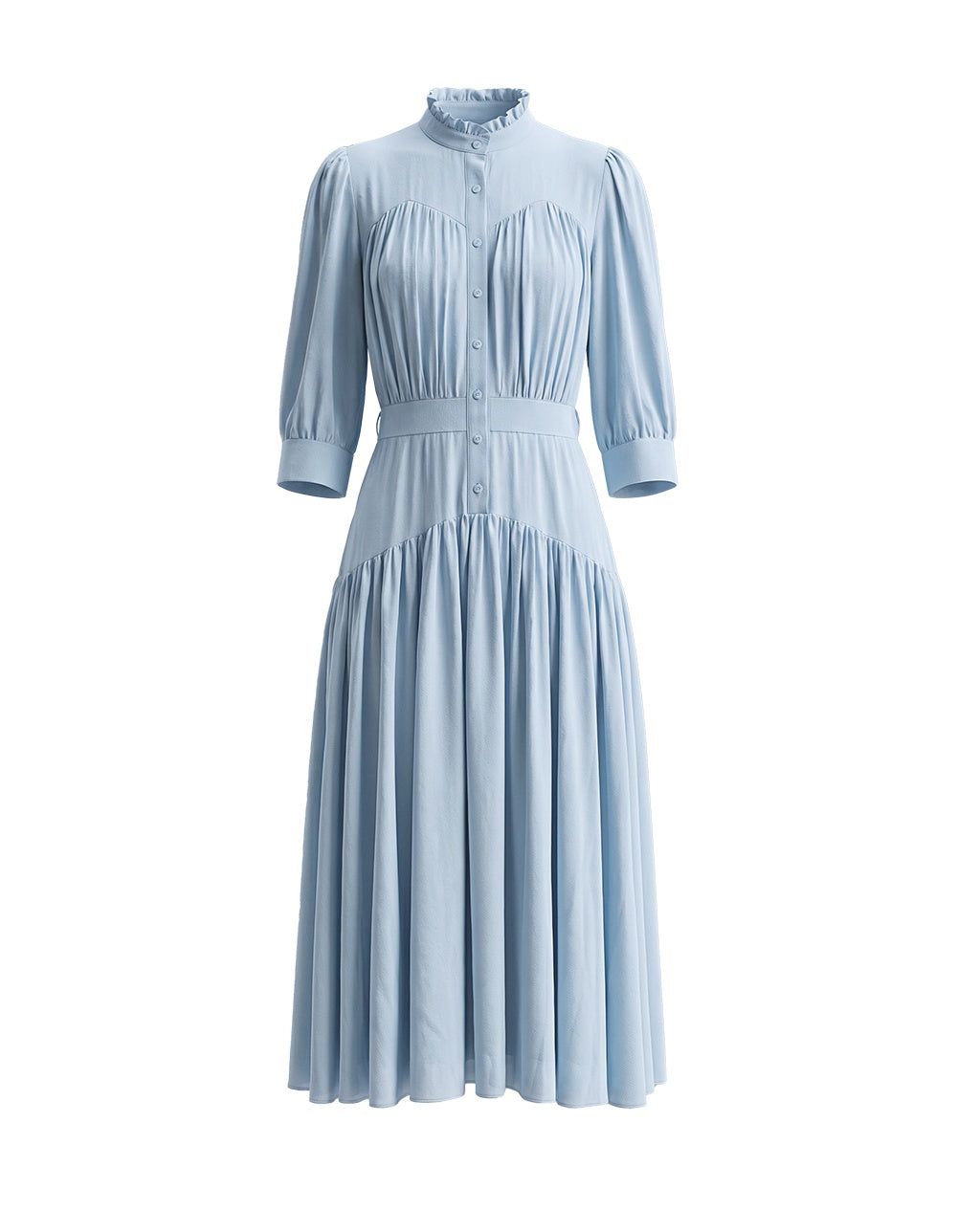 SALAZIA Sheer Layered Pleated Shirt Dresses