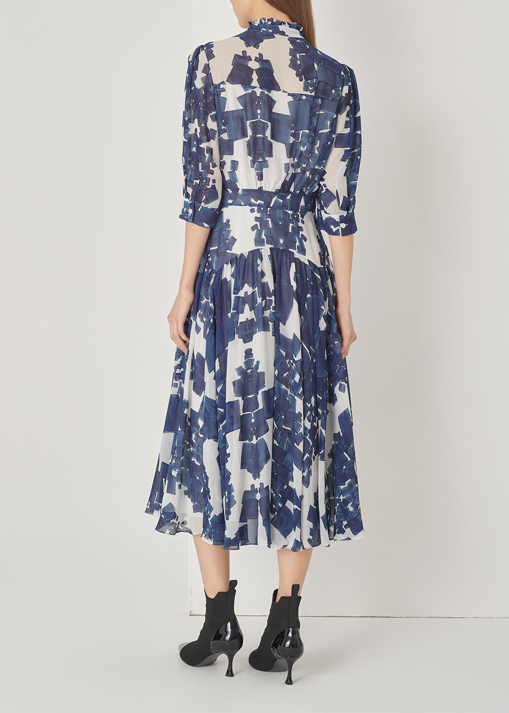 SALAZIA Blue-White Sandstone Long-Sleeve Dresses