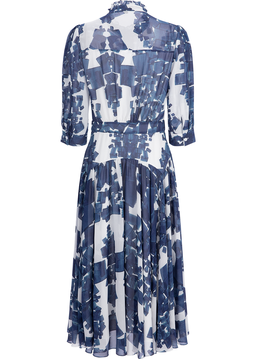 SALAZIA Blue-White Sandstone Long-Sleeve Dresses