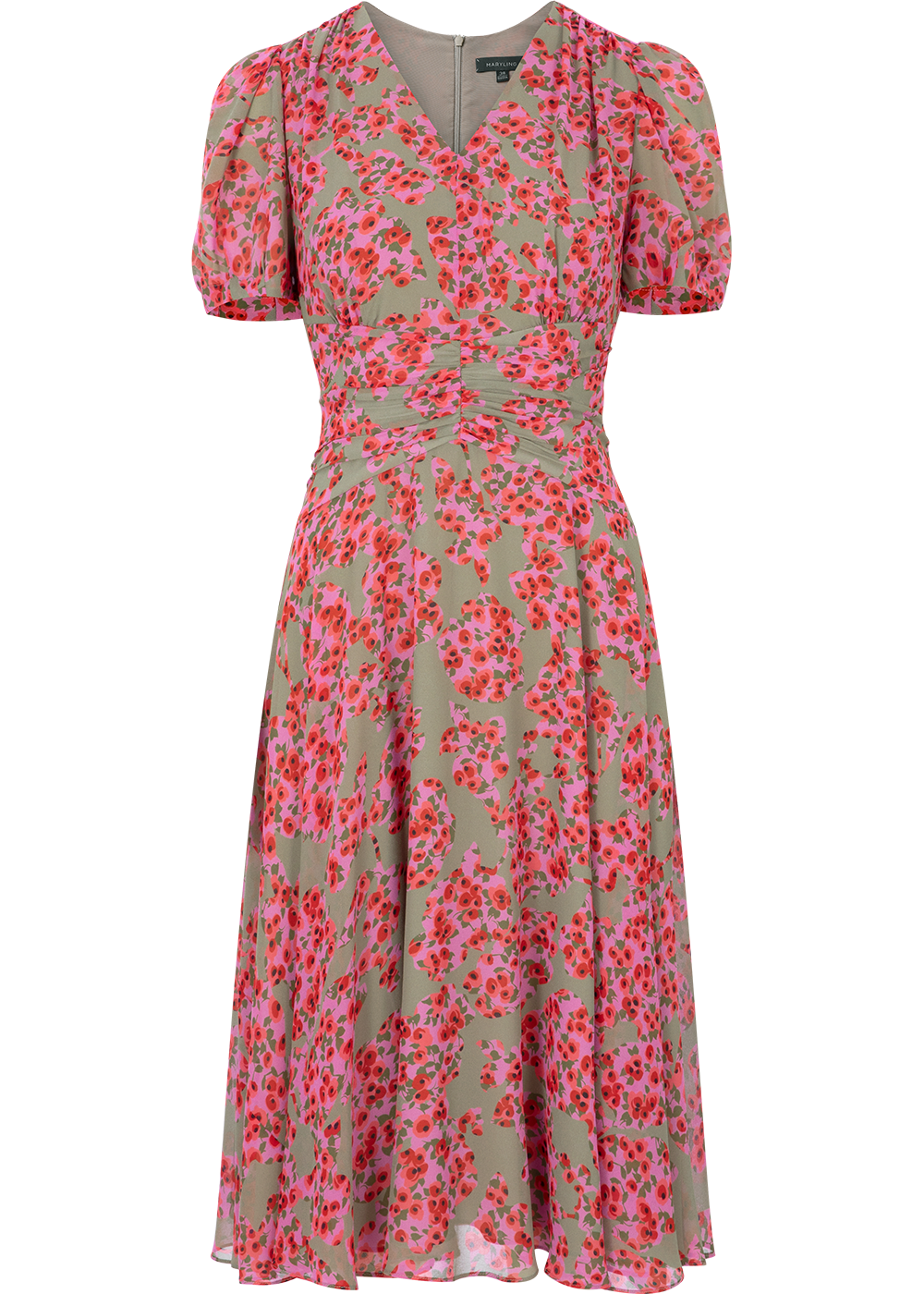 SALAZIA Red-Grey Secret Garden Short-Sleeve Dresses
