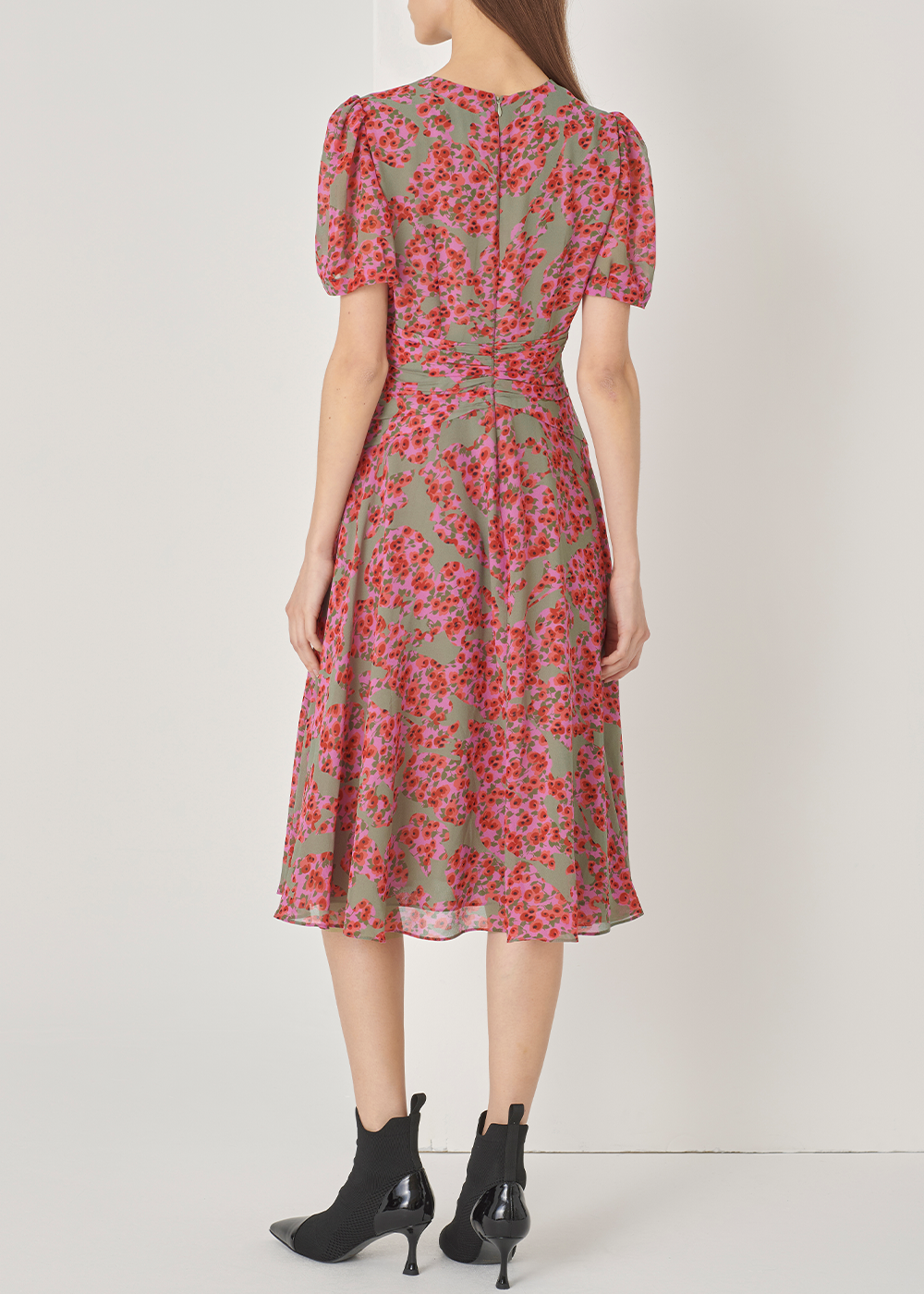 SALAZIA Red-Grey Secret Garden Short-Sleeve Dresses