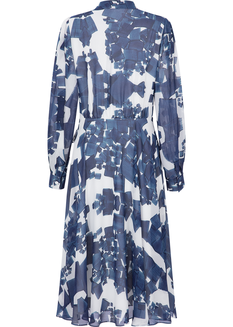 SALAZIA Blue-White Gravel Print Maxi Dresses