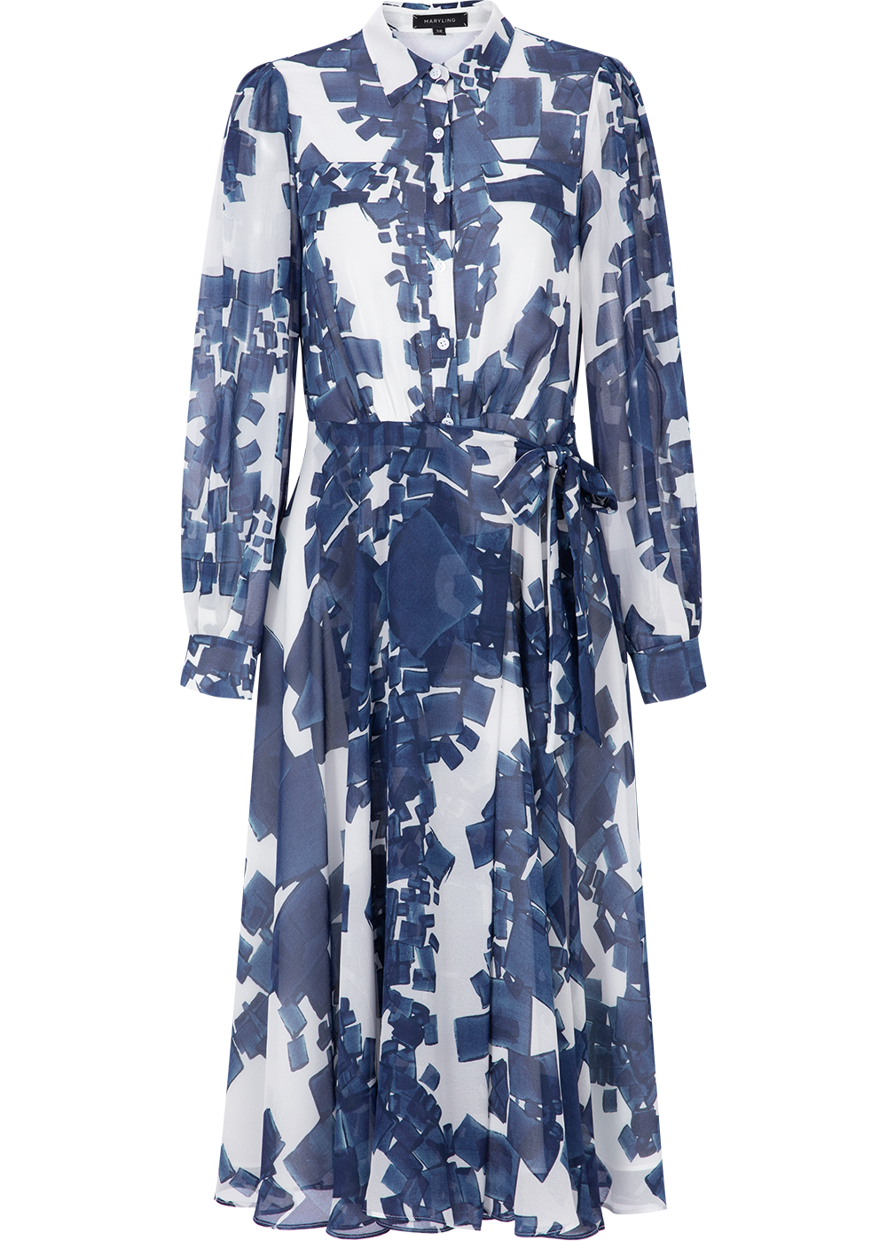 SALAZIA Blue-White Gravel Print Maxi Dresses