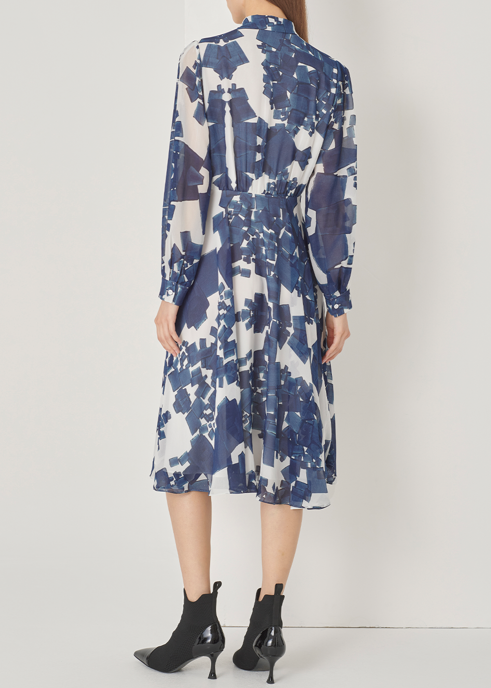 SALAZIA Blue-White Gravel Print Maxi Dresses