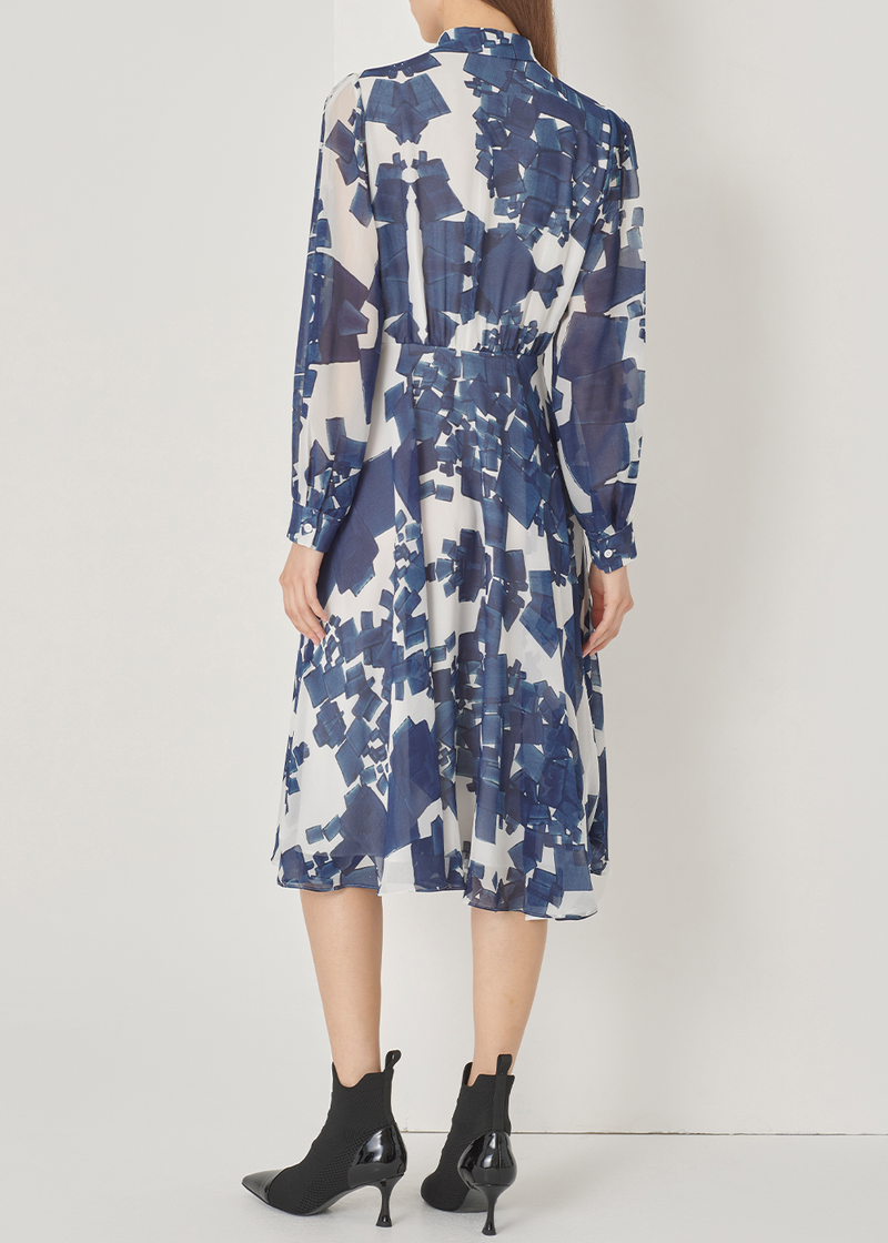 SALAZIA Blue-White Gravel Print Maxi Dresses