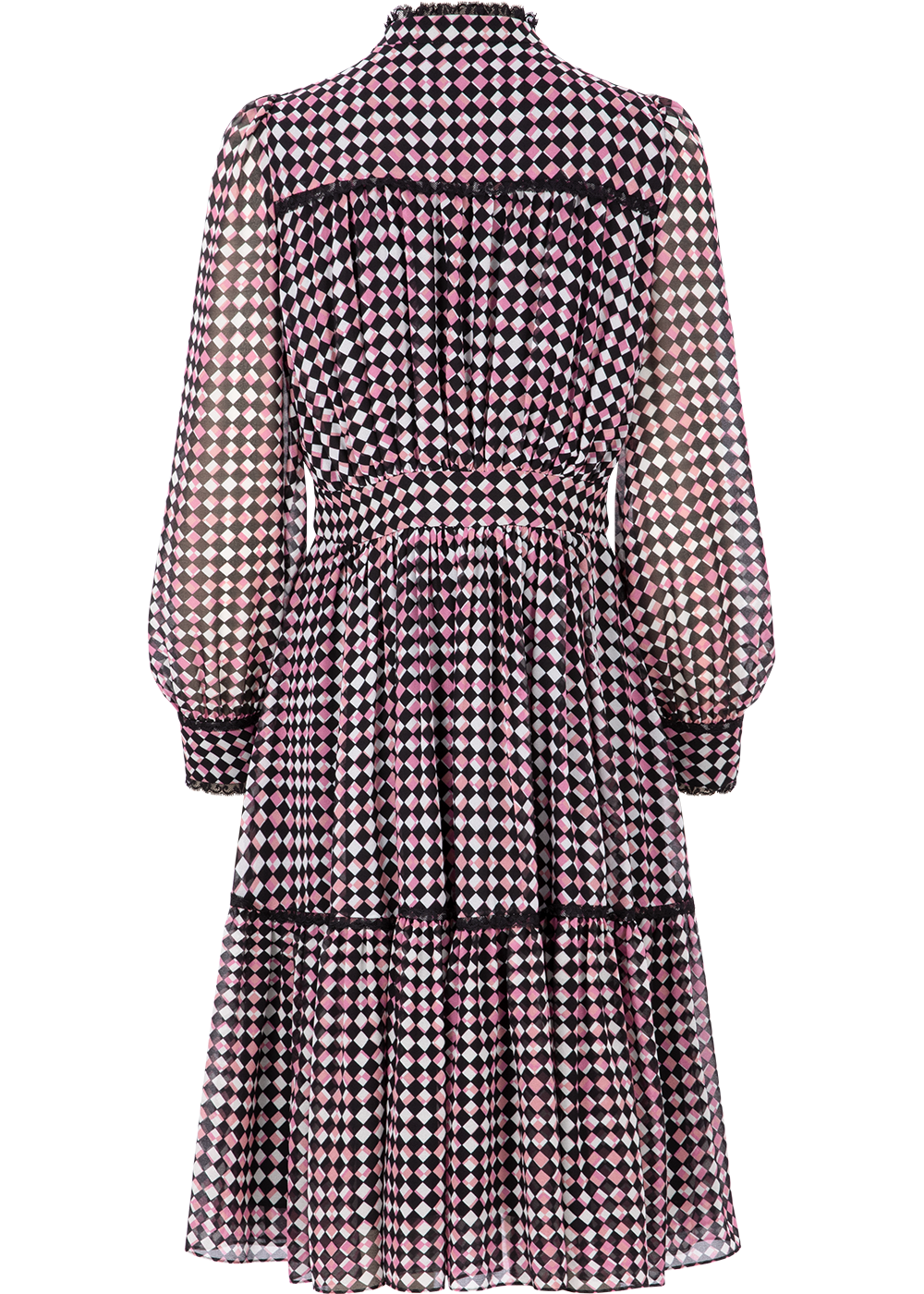 SALAZIA Berry Check Long-Sleeve Dresses