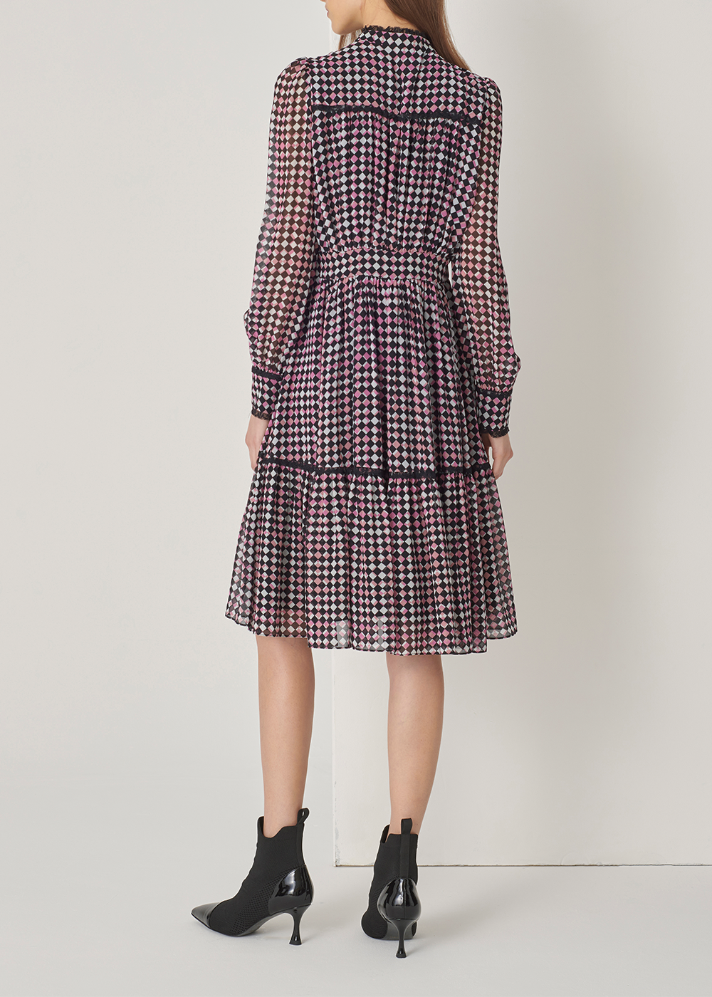 SALAZIA Berry Check Long-Sleeve Dresses