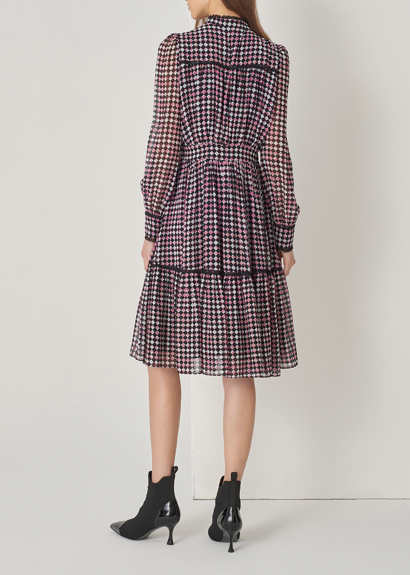 SALAZIA Berry Check Long-Sleeve Dresses