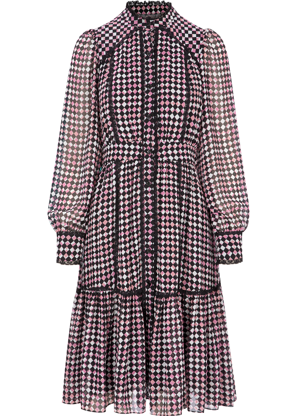 SALAZIA Berry Check Long-Sleeve Dresses