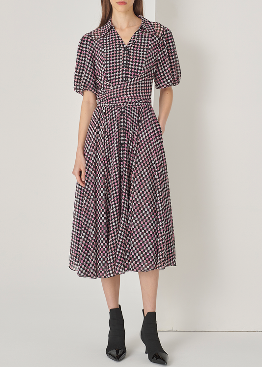SALAZIA Berry Plaid Fit-and-Flare Dresses