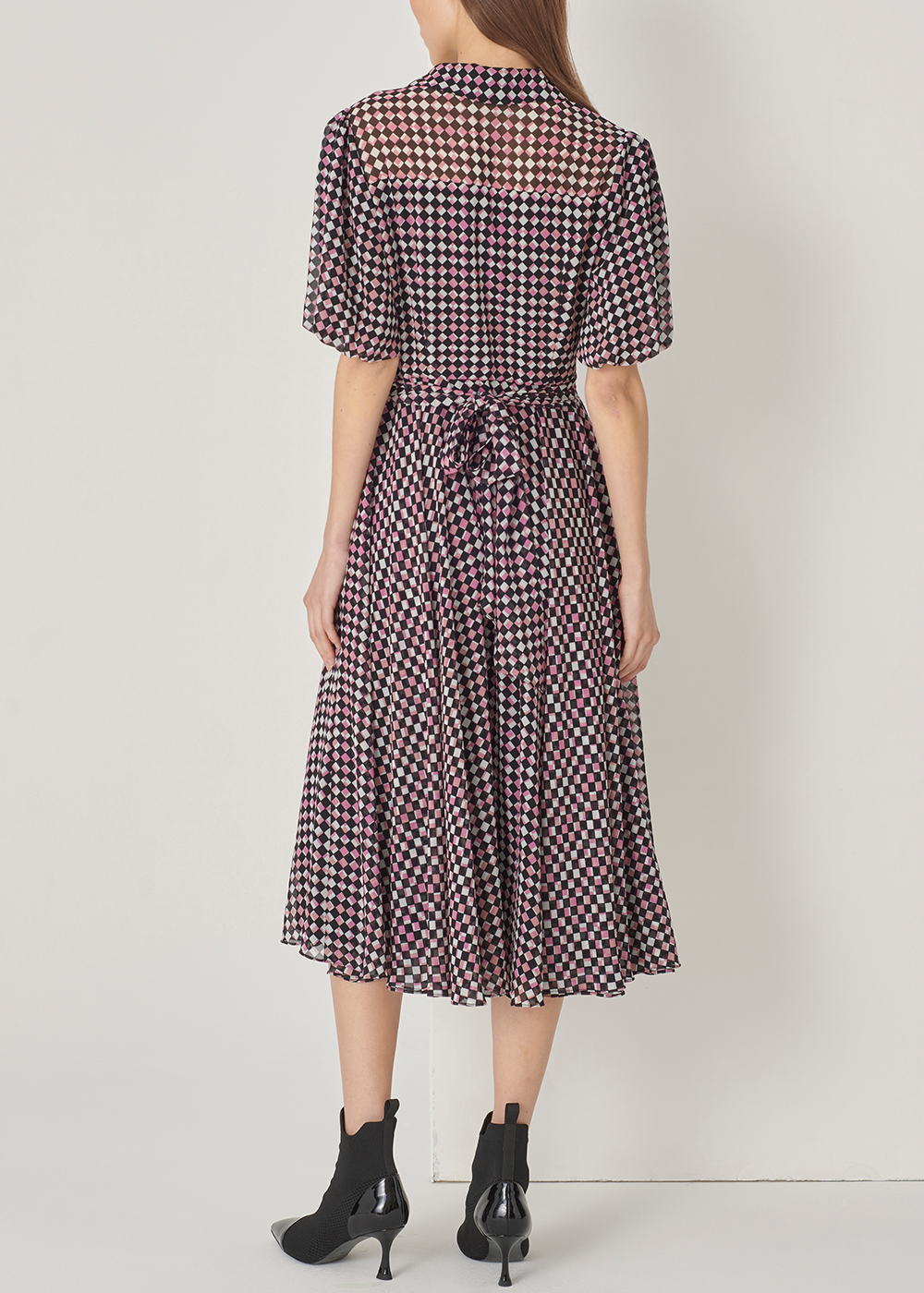SALAZIA Berry Plaid Fit-and-Flare Dresses