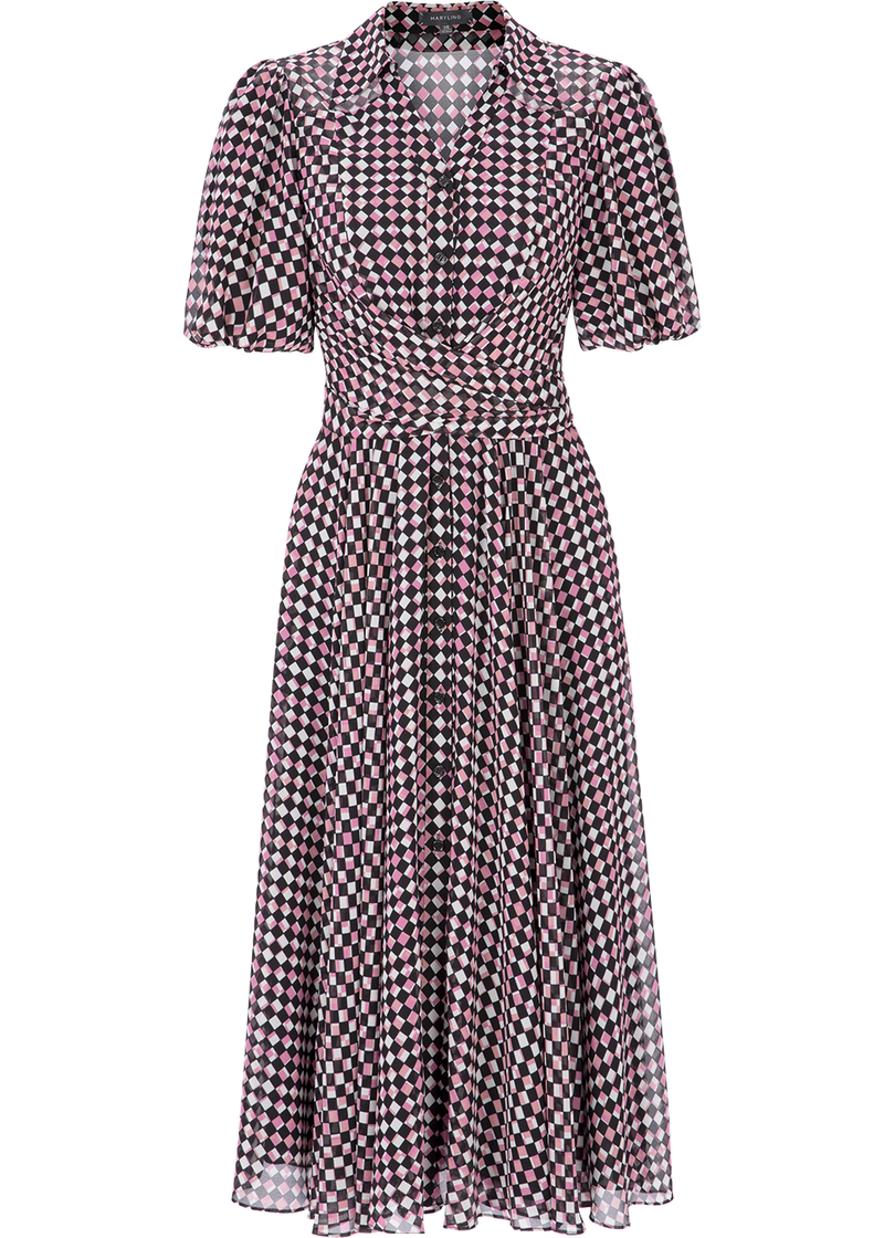 SALAZIA Berry Plaid Fit-and-Flare Dresses