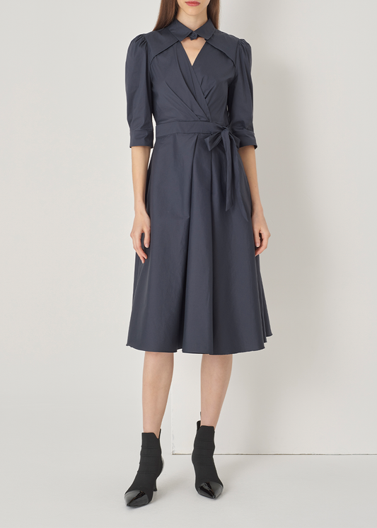 SALAZIA Midnight Blue Cotton-Stretch Dresses