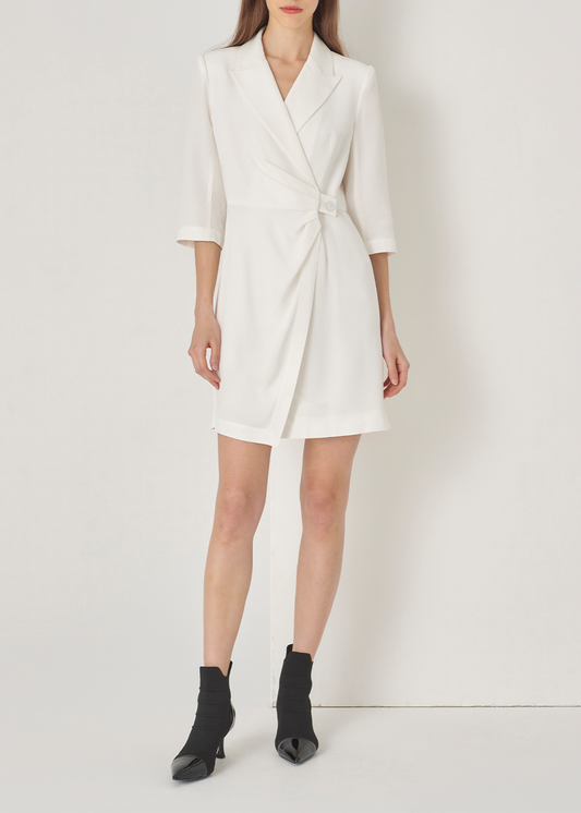SALAZIA White Acetate Blend Long-Sleeve Dresses