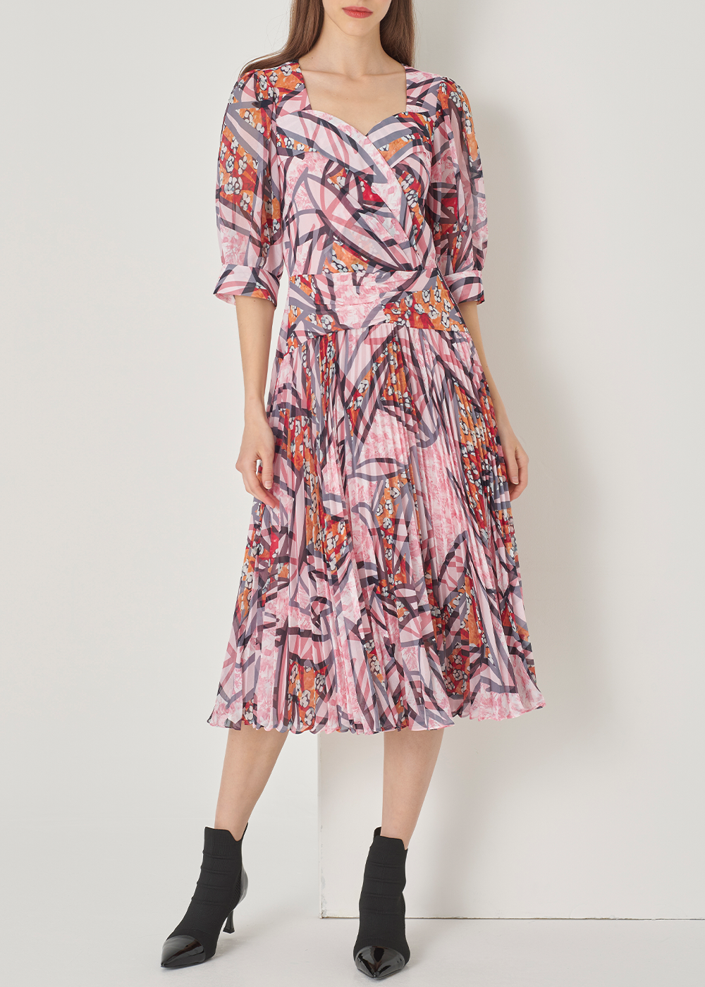 SALAZIA Honey Pink Floral Midi Dresses