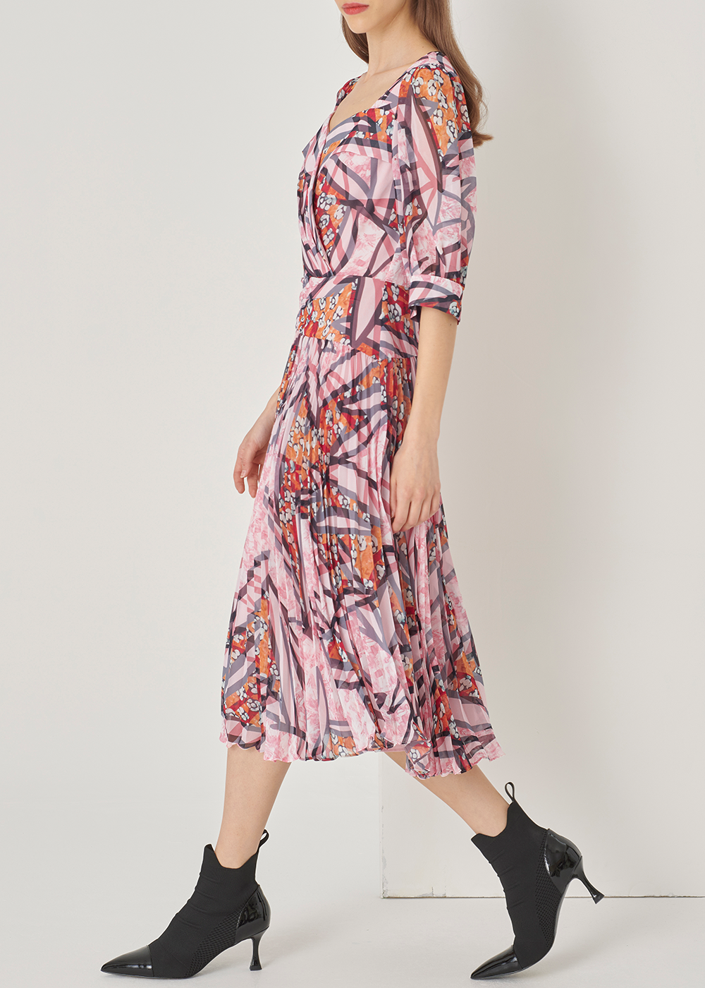 SALAZIA Honey Pink Floral Midi Dresses
