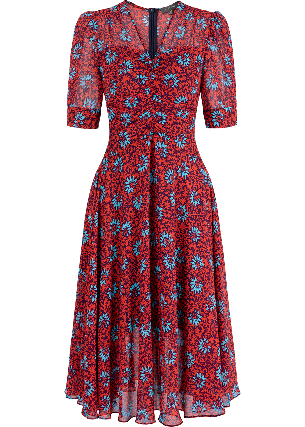 SALAZIA Red Flower Sea Floral Dresses