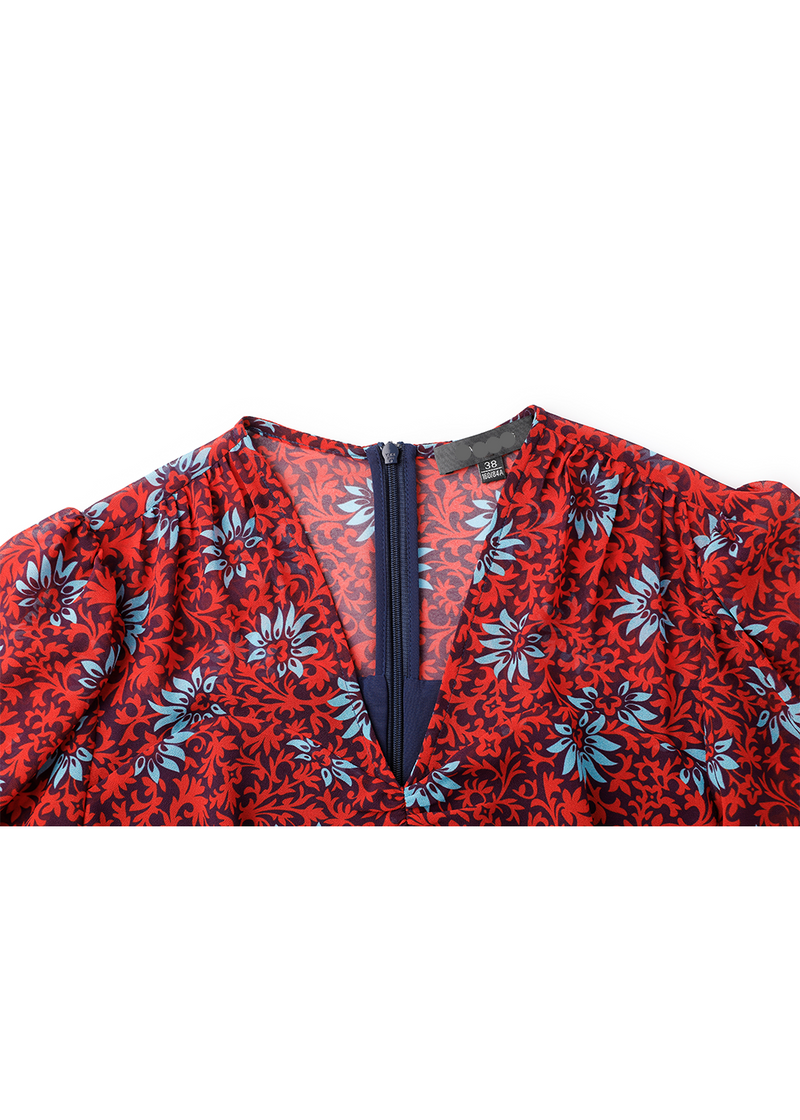 SALAZIA Red Flower Sea Floral Dresses