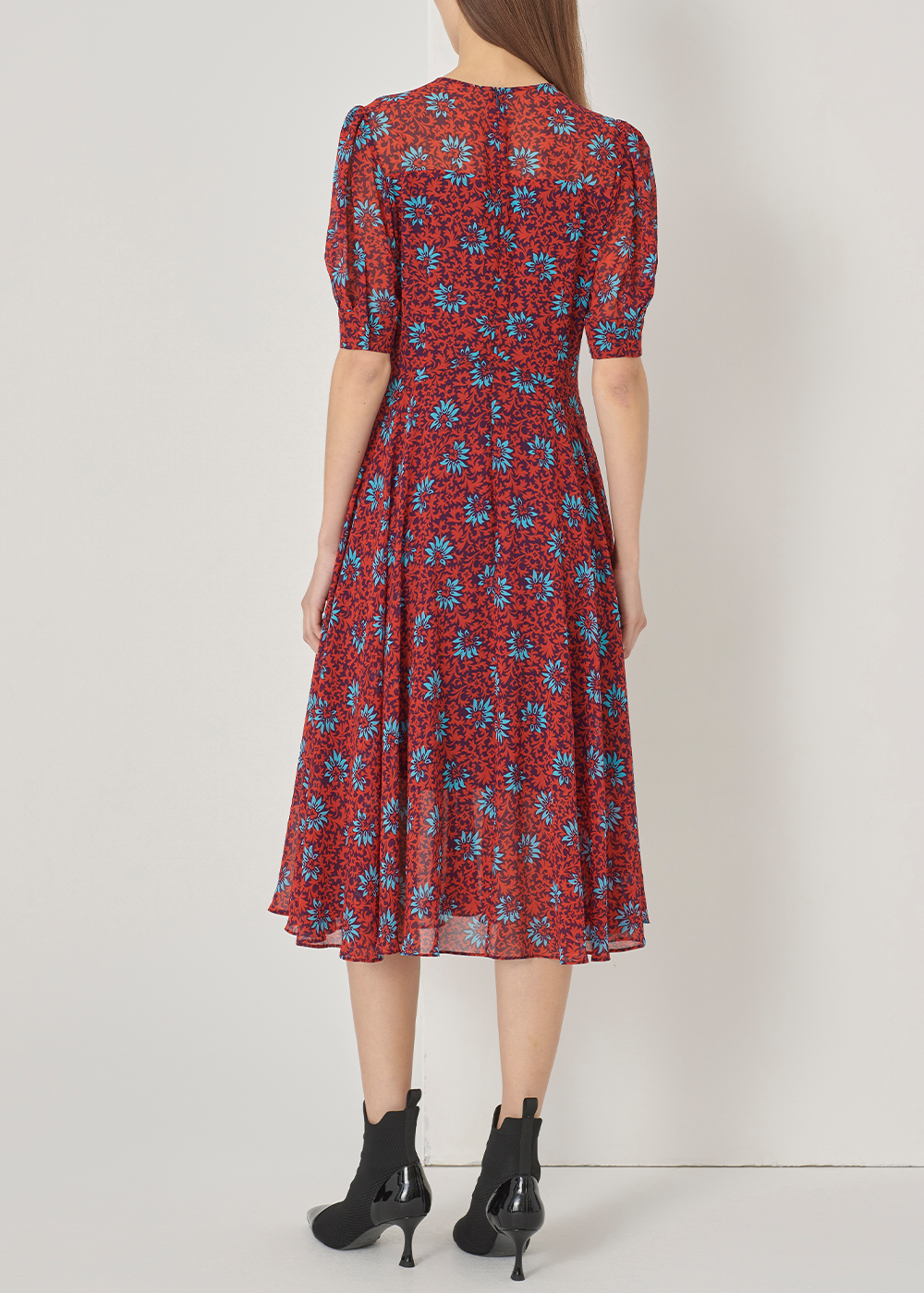 SALAZIA Red Flower Sea Floral Dresses