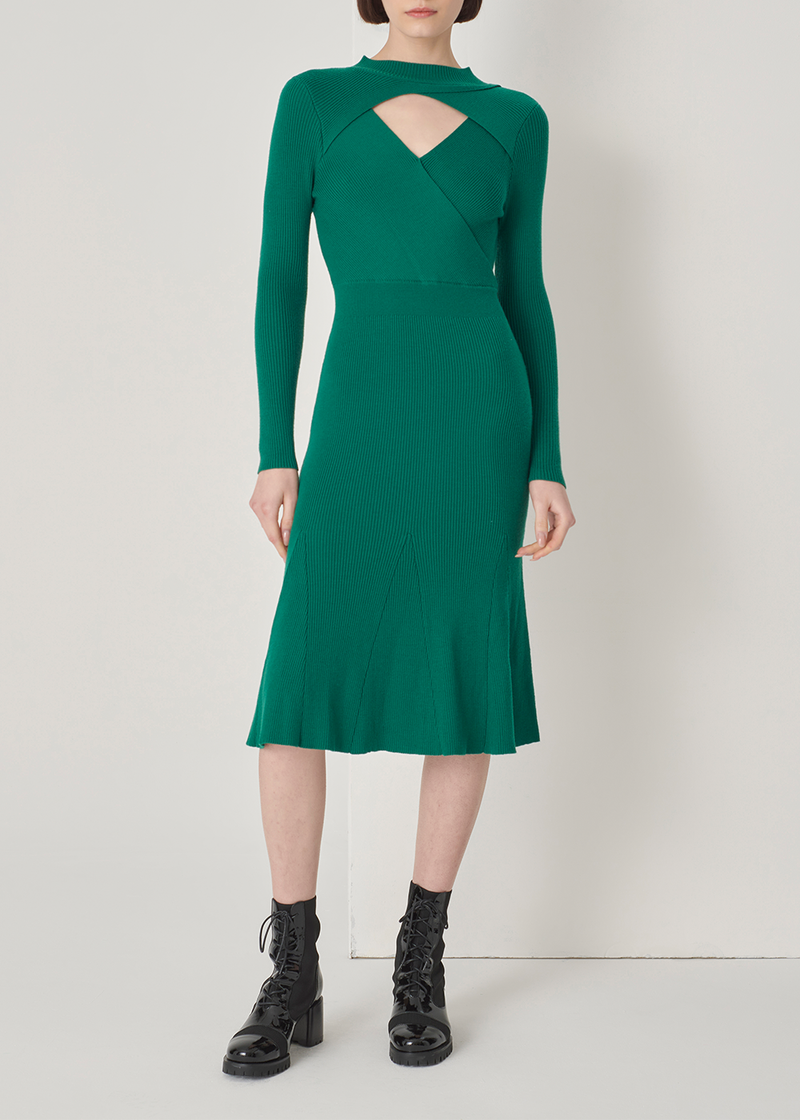 SALAZIA Vanilla Green Wool Knit Dresses