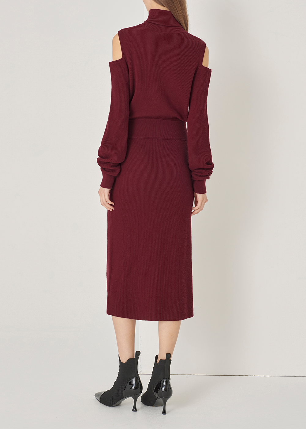 SALAZIA Burgundy Red Wool Knit Dresses