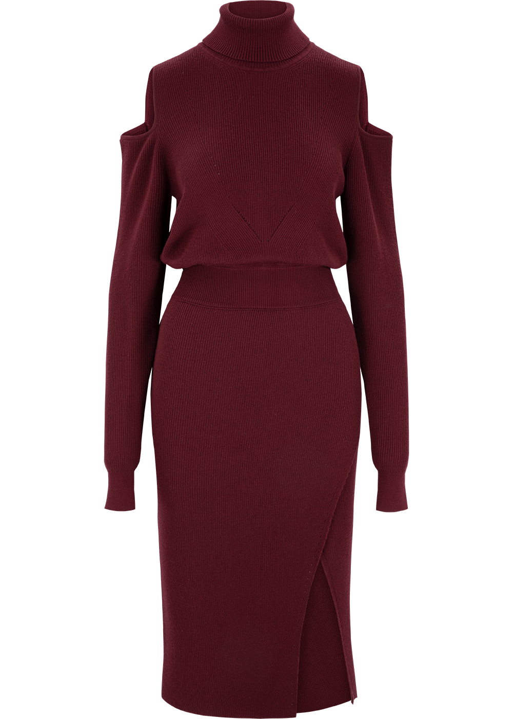 SALAZIA Burgundy Red Wool Knit Dresses