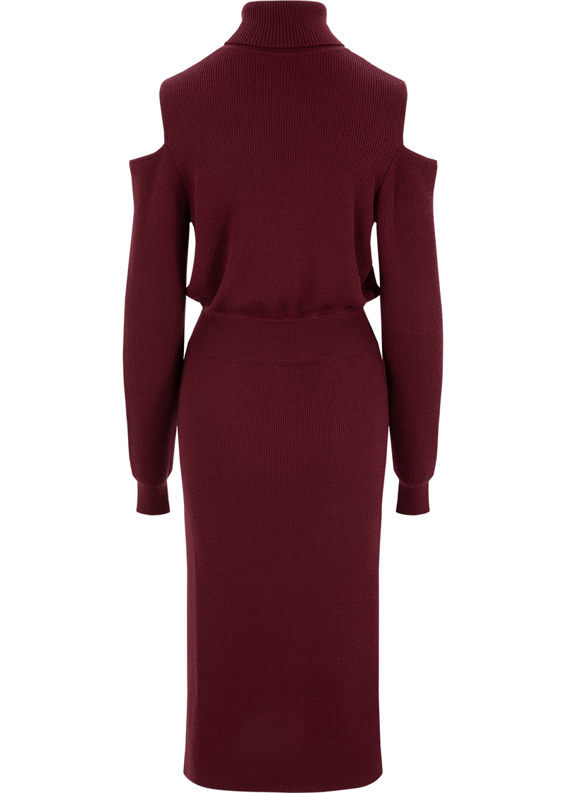 SALAZIA Burgundy Red Wool Knit Dresses