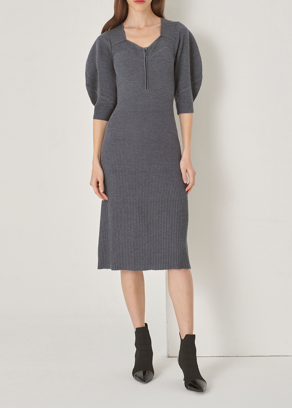 SALAZIA Grey Wool Blend Knit Dresses