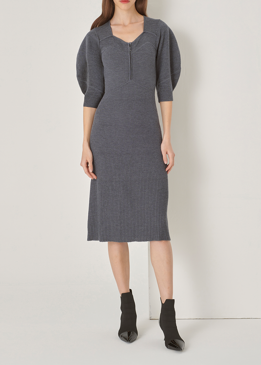 SALAZIA Grey Wool Blend Knit Dresses