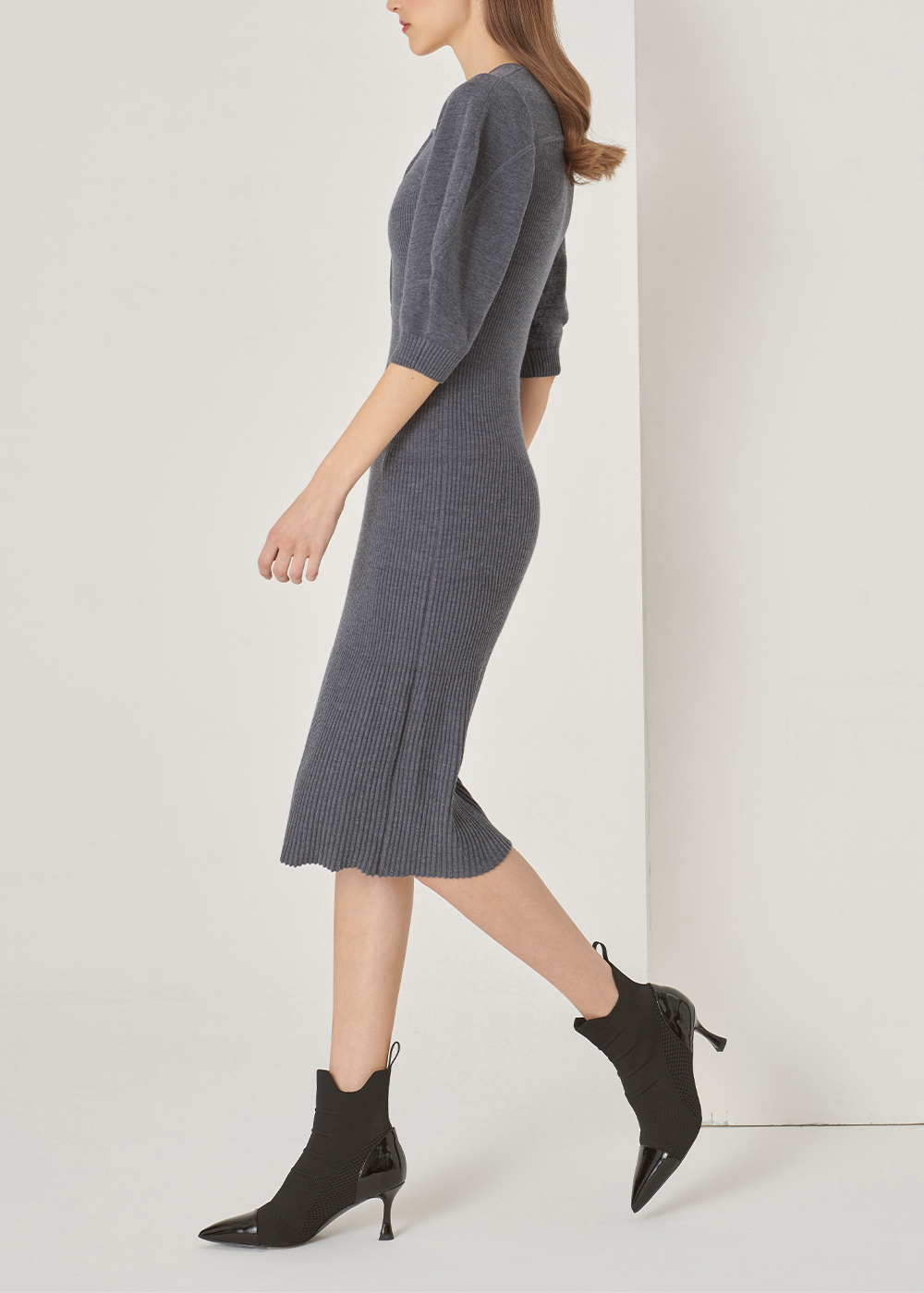 SALAZIA Grey Wool Blend Knit Dresses