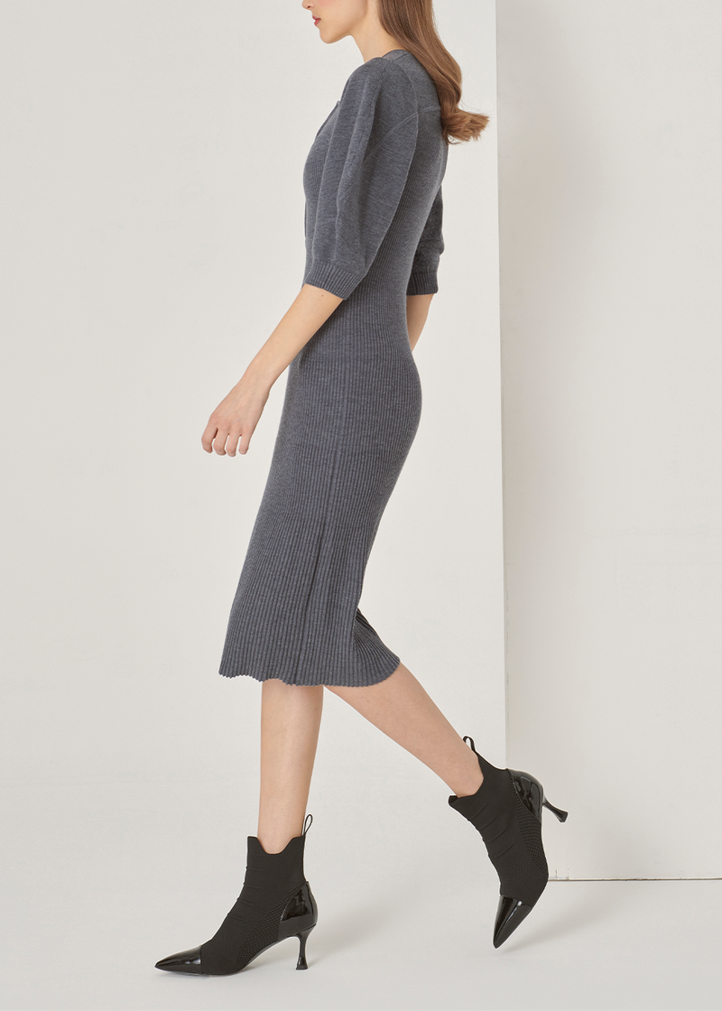 SALAZIA Grey Wool Blend Knit Dresses